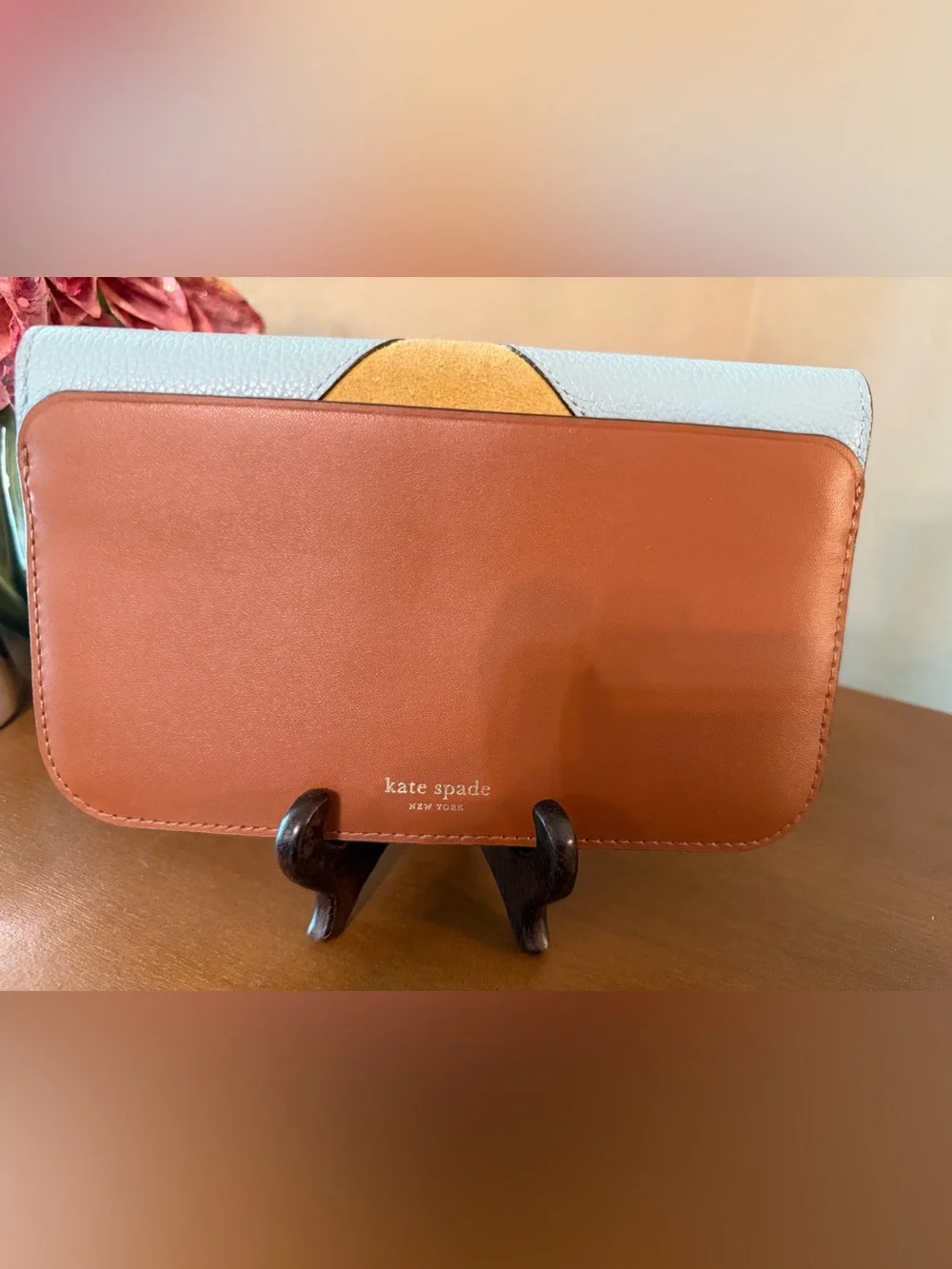 kate spade Nadine Colorblock Leather & Suede Clutch - Light Blue, Mustard, Brown